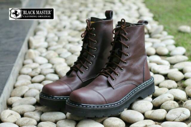 Sepatu Boots Safety Pria Black Master kulit Casual Kerja Touring Biker Formal Pria