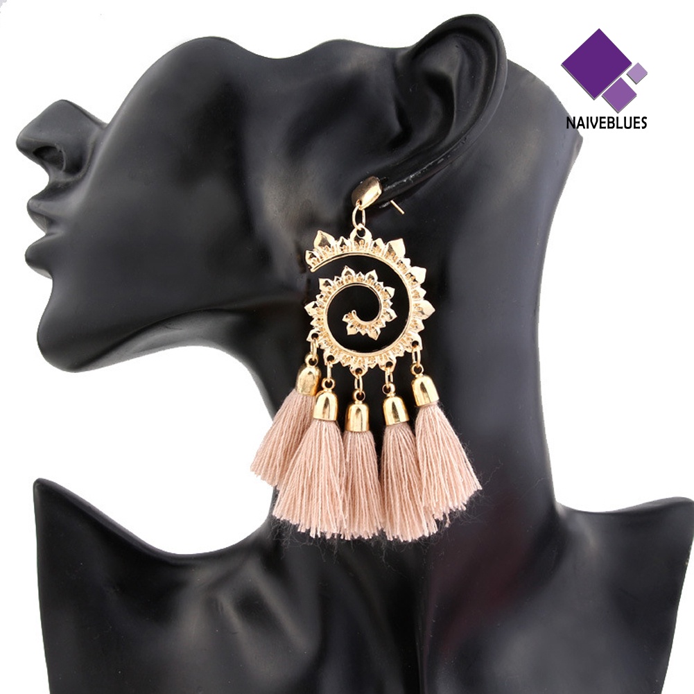 Anting Juntai Bentuk Spiral Gaya Bohemian Untuk Wanita