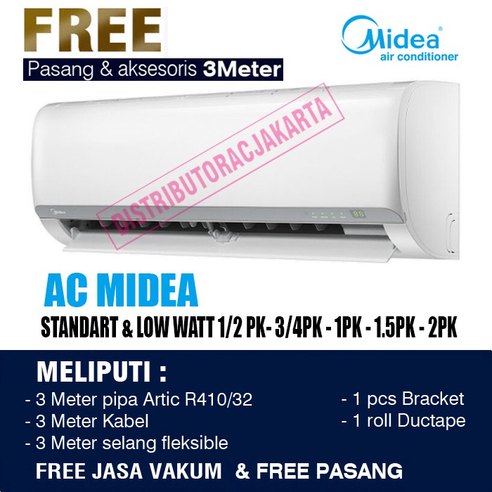 Ac Midea 1 2 Pk 3 4 Pk 1 Pk 1 5 Pk 2 Pk Standart Msbs Crn Lowwatt Msfo Crln Indonesia