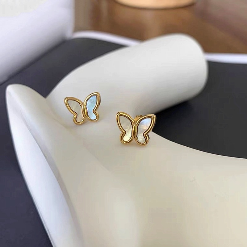 Anting Titanium Anti Karat dan anti luntur asli Anting Wanita Fritillary Butterfly aksesoris mode korea