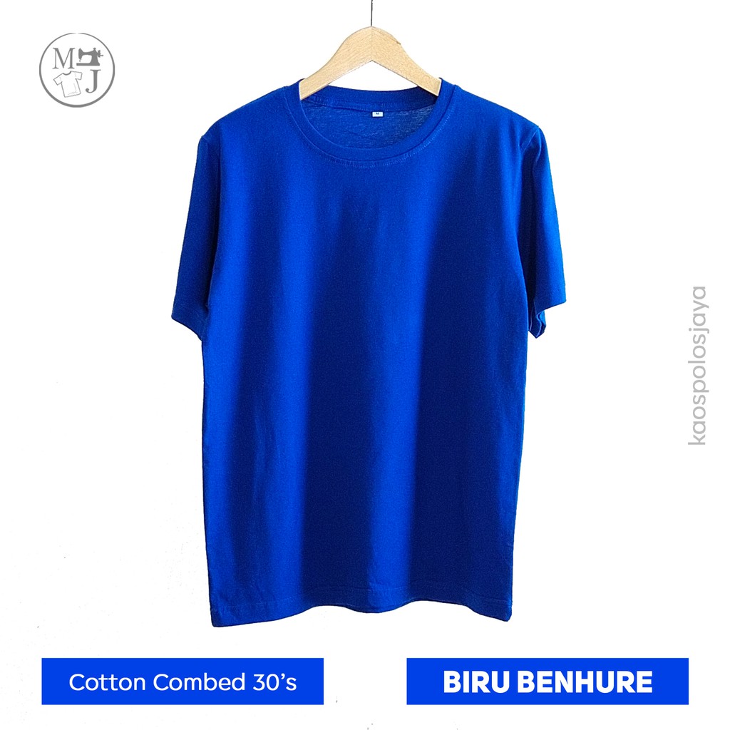 Kaos polos biru benhure /Kaos Polos 100% cotton combed 30s /  Kaos polos murah / Kaos polos premium