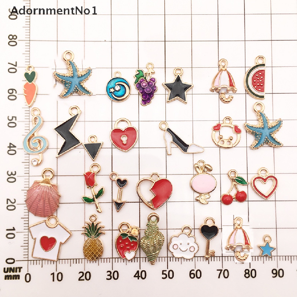 (AdornmentNo1) 30pcs / lot Liontin Enamel Alloy Aneka Bentuk Warna-Warni Untuk Kerajinan Tangan DIY