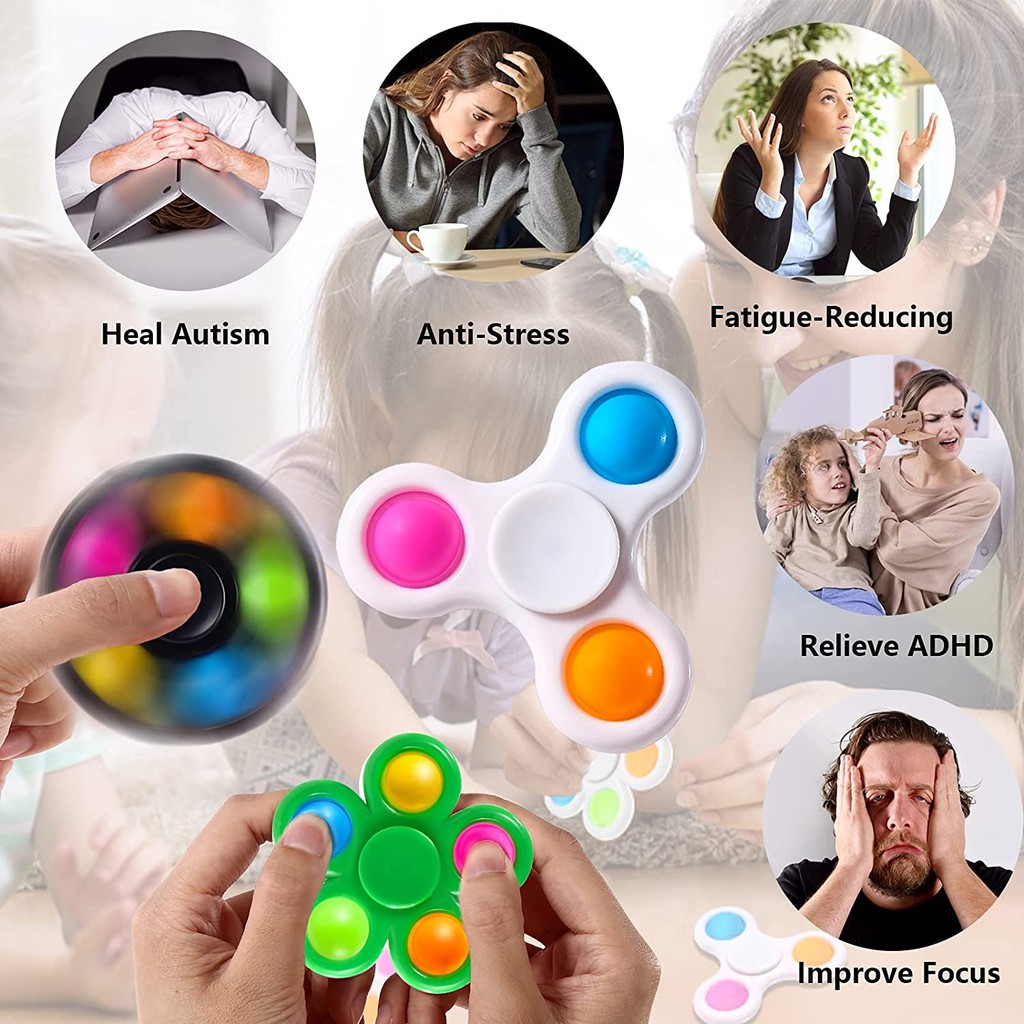 HanyaBeli Fidget Spinner Pop It Pop Spinner Toys Mainan Anak Pop It Anti Stres-2