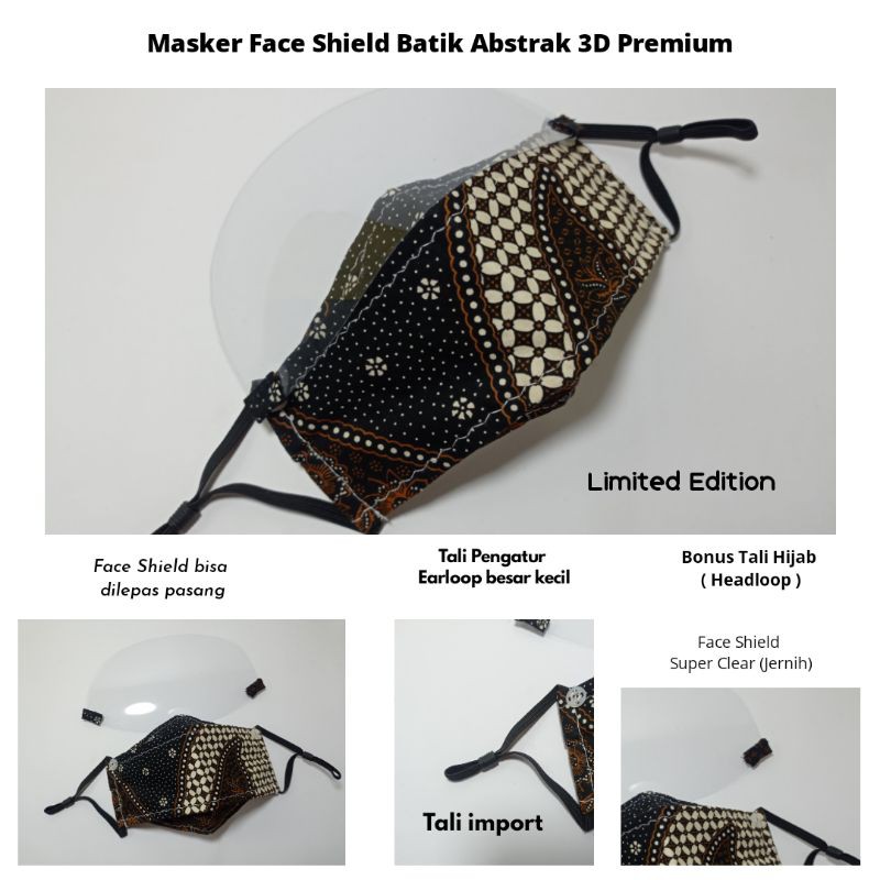 Masker Kain KF94 Face Shield 2 in 1 Premium 3 lapis ( Pelindung Wajah Super Proteksi Droplet )