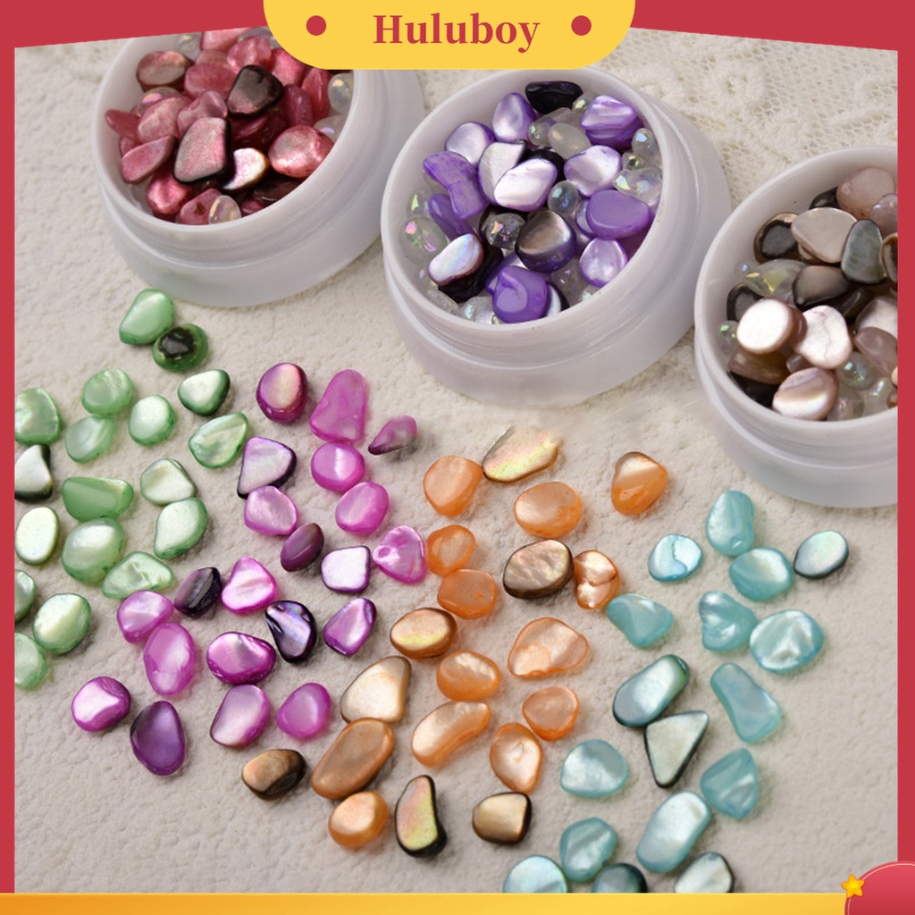 Huluboy Huluboy♡ 1 Kotak Stiker Kuku Efek Batu Kerang 3D Warna-Warni Gaya Jepang Untuk Salon