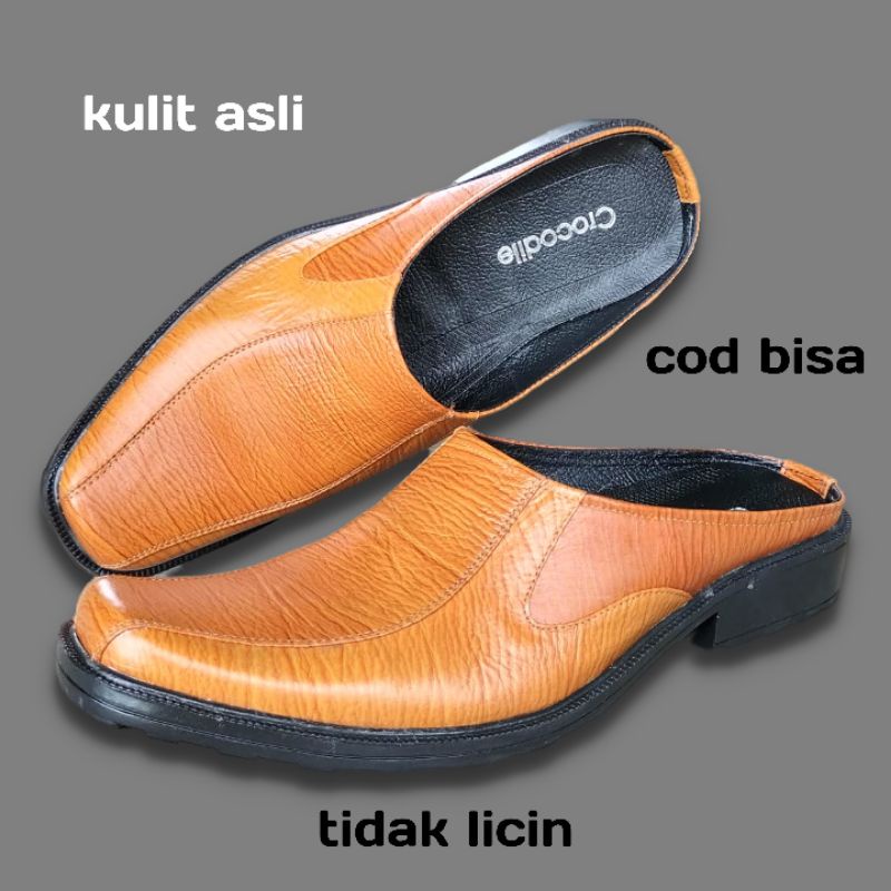 selop pria kulit/ sepatu sandal kulit/ sepatu bustong/ sandal sepatu pria kulit/ COD bayar ditempat