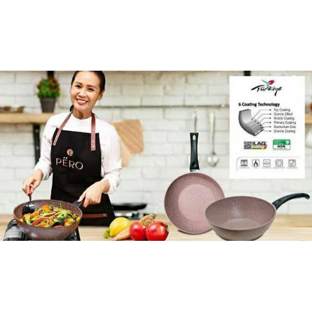Pero wok pan 28 cm brown biogranit
