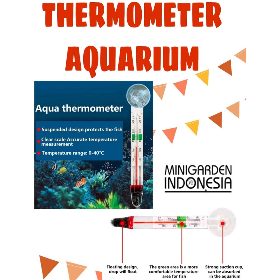 THERMOMETER KACA termometer model tempel alat ukur pengukur suhu air aquarium