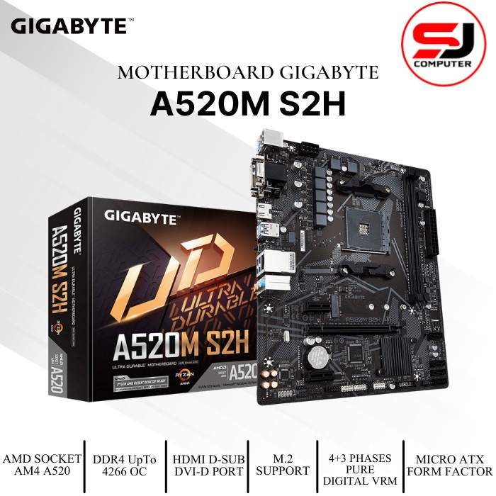 Motherboard GIGABYTE - A520M S2H Ryzen AM4 Micro ATX Form Factor