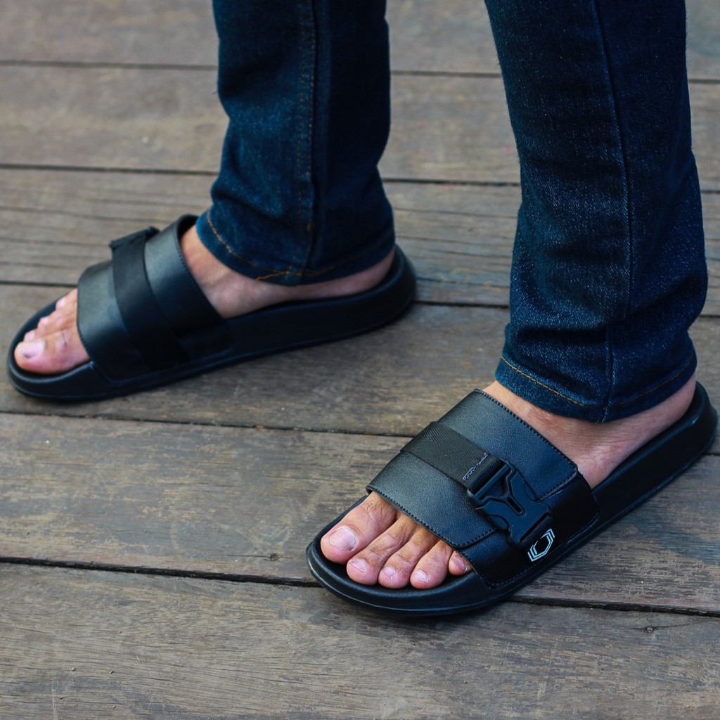 BARE BLACK |FORIND x BENZY| Sandal EVA Ringan Slop Jepit Santai Simple Pria/Men Sendal Footwear