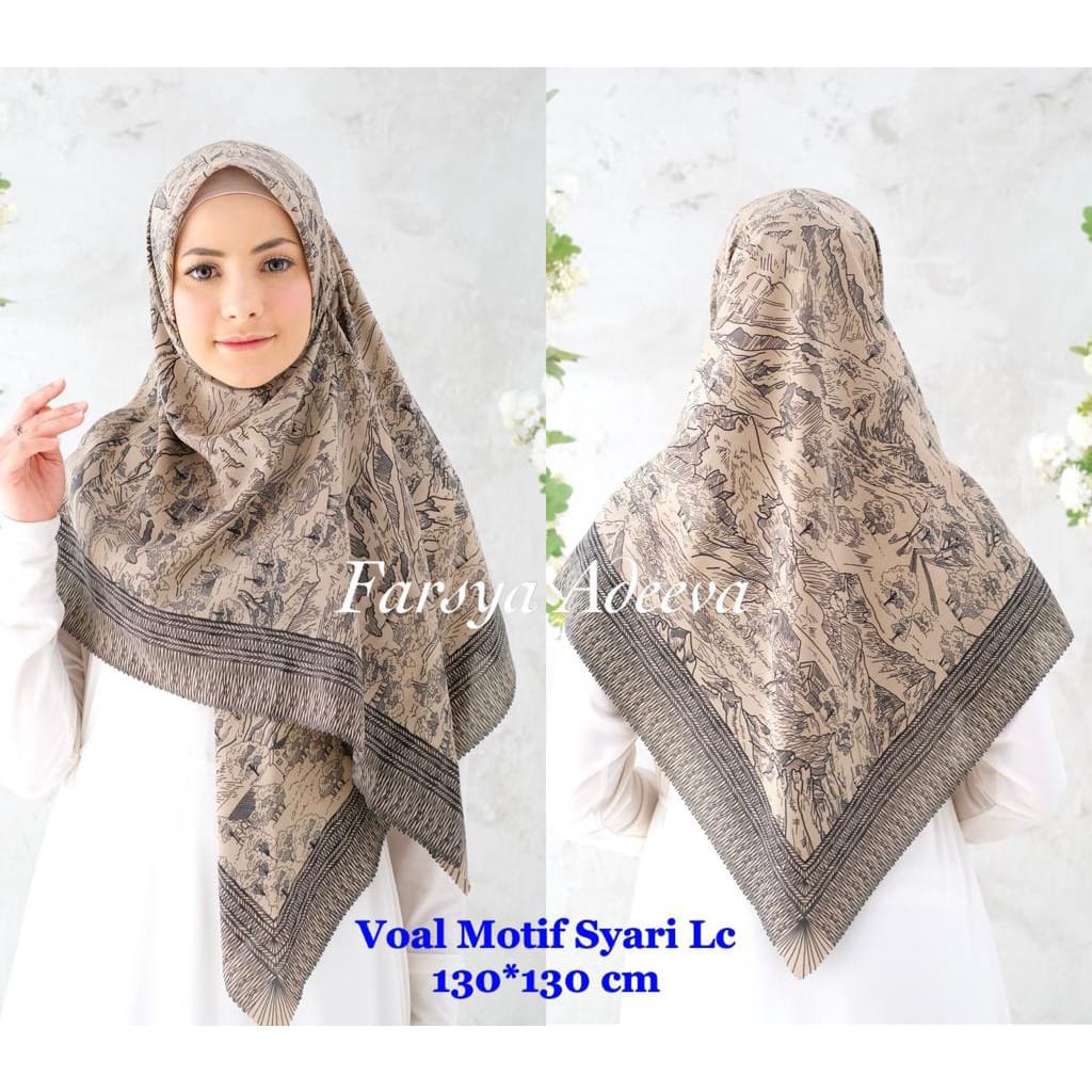 Hijab Motif Syari Terbaru Segiempat motif syari Lasercut 130x130  HIJAB VOAL SYRAI MOTIF SERAGAMAN SAFA HIJAB