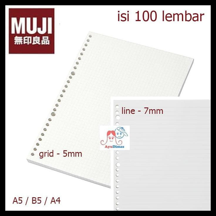 

Muji - Loose Leaf Paper A5/B5/A4 - Line / Grid / Dot / Blank - Kertas - Promo A5 Grid