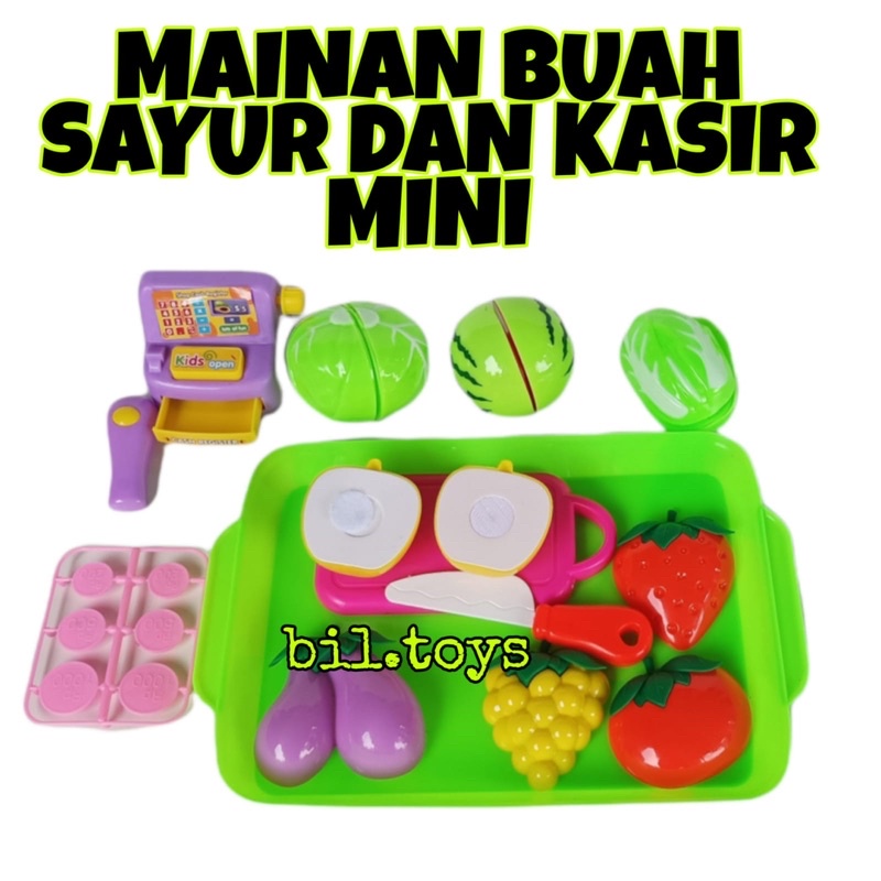 MAINAN ANAK BUAH DAN SAYUR POTONG PENAMPAN PLUS KASIR MINI