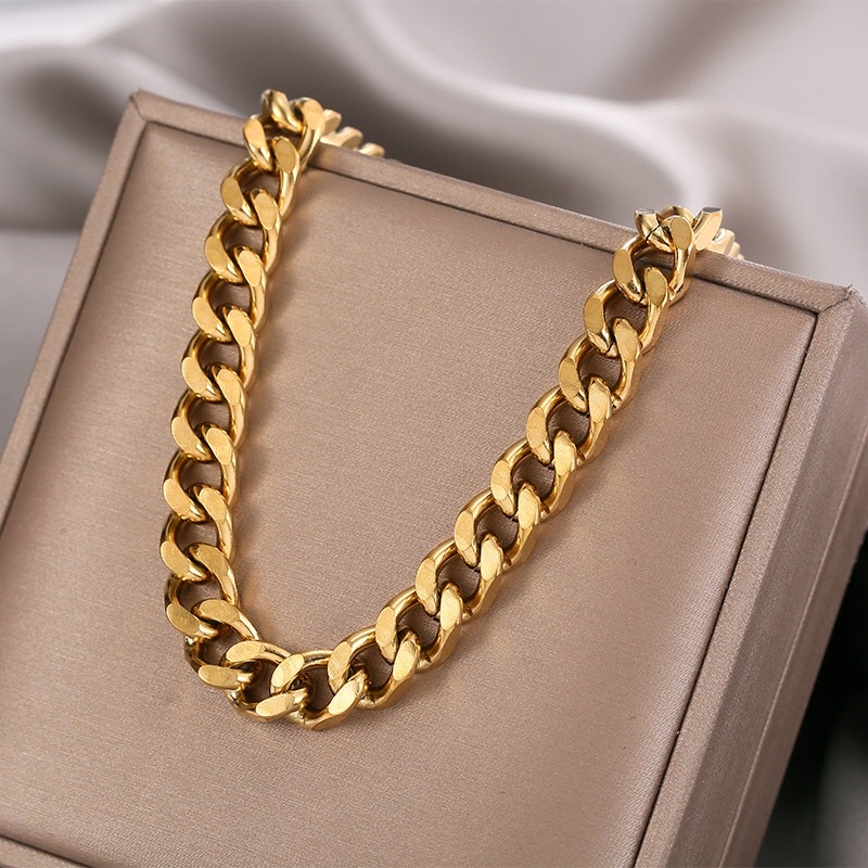 Kalung Titanium Sisik Naga Gold 24K Vintage Mirip Emas Asli Trending Korea Style