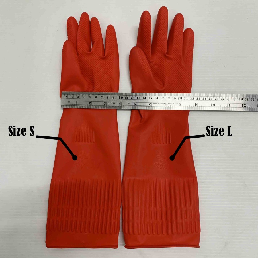 Sarung Tangan Karet Serbaguna Anti Air Panjang 40cm Merah SD1105 -1pcs