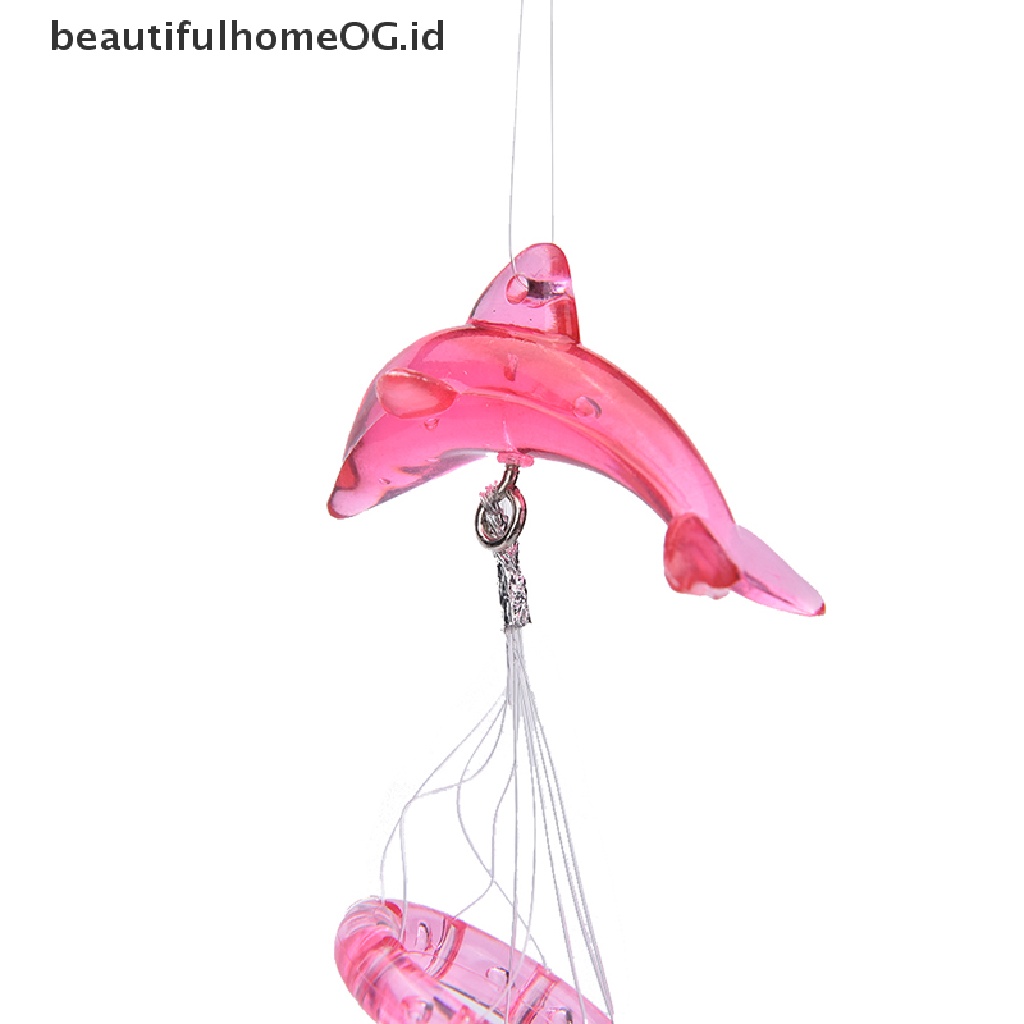 // beautifulhomeOG.id // Dolphin Creative Crystal 4 Metal Tubes Windchime Wind Chime Home Decor  **