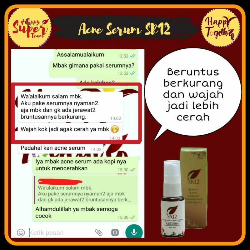 ACNE SERUM SR12 / SERUM WAJAH / SERUM JERAWAT / SERUM WAJAH / SERUM HERBAL