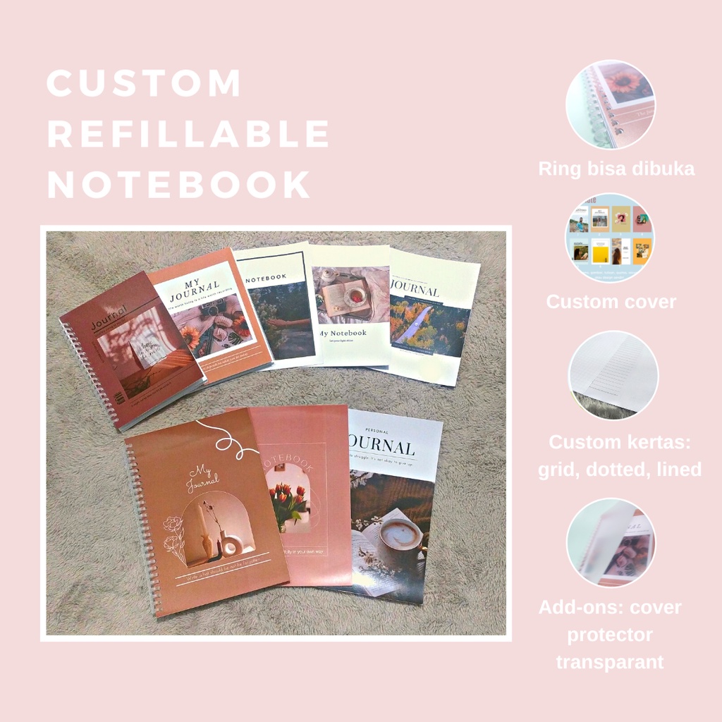 

Custom Notebook, Ring bisa dibuka dan diisi ulang, A5/B5, Softcover