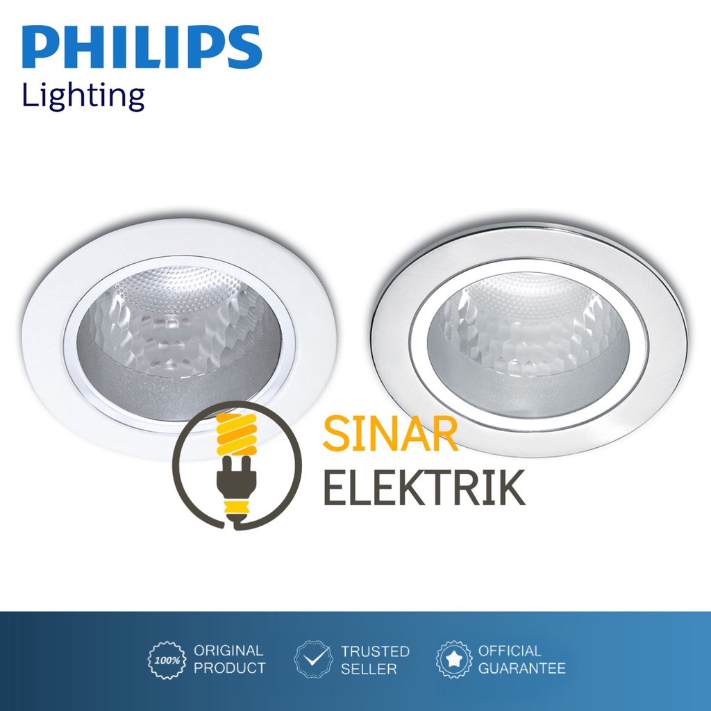 Downlight PHILIPS Recessed 66664 White Nickel - Rumah Lampu Plafon 4 Inch 4 Inci Putih Silver