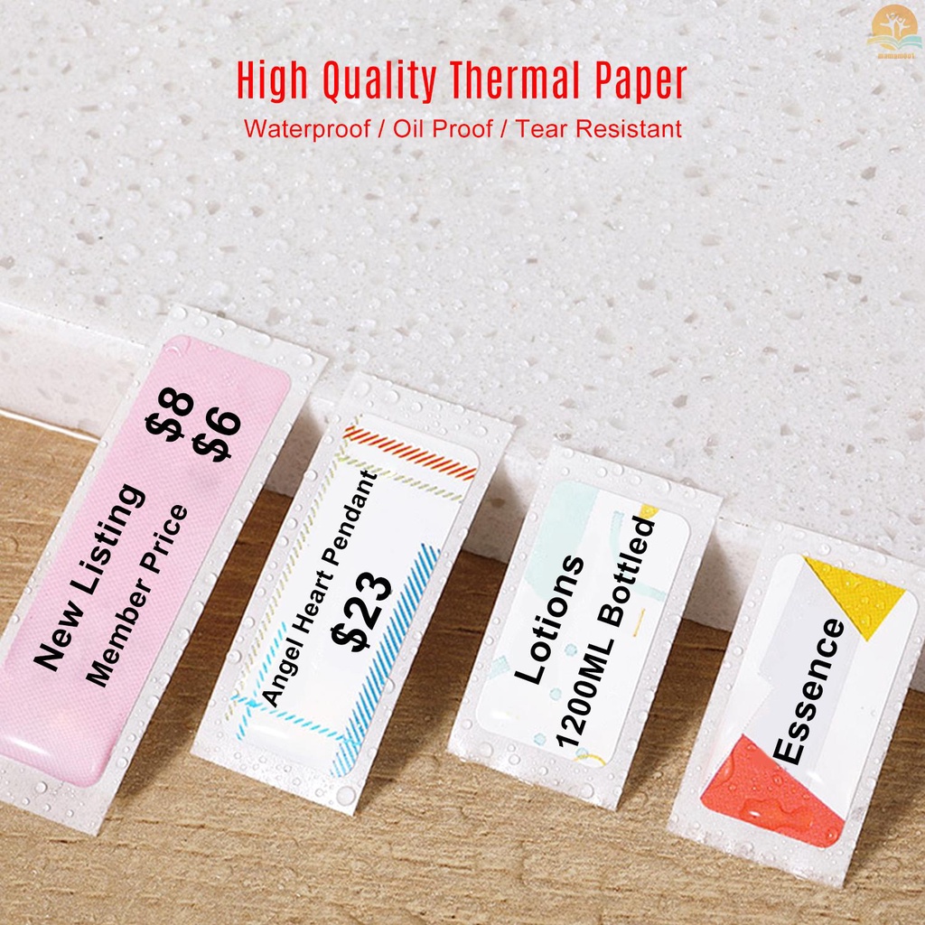 Niimbot Thermal Printing Label Paper Barcode Price Size Name Blank Labels Waterproof Tear Resistant 12*40mm 160pcs/roll for Home Organizer Supermarket Store Catering