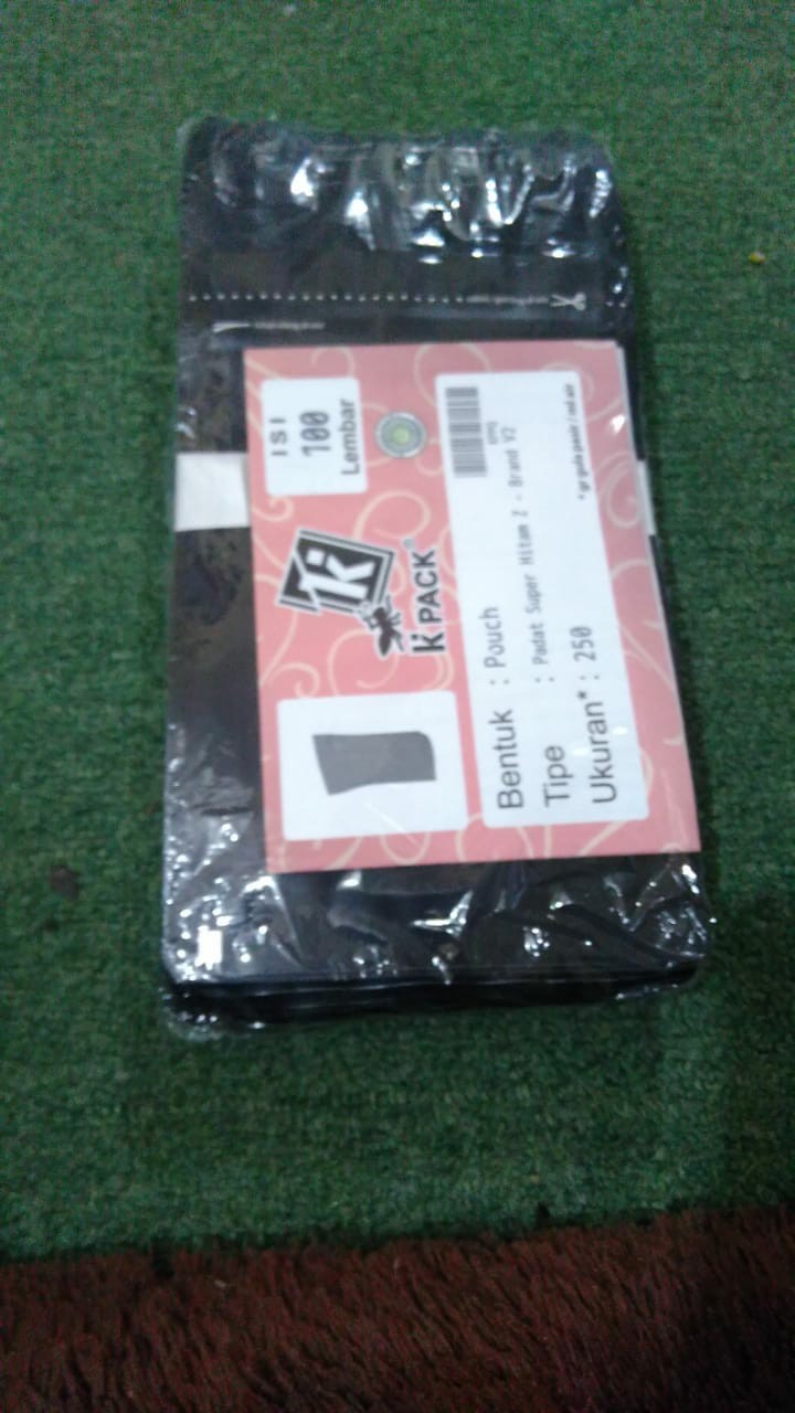 Standing Pouch Hitam Plastik Snack Kemasan Kopi 250 Gr