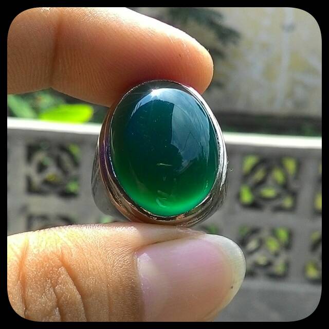 BATU CINCIN NATURAL CHALCEDONY IJO BOTOL RASA BACAN