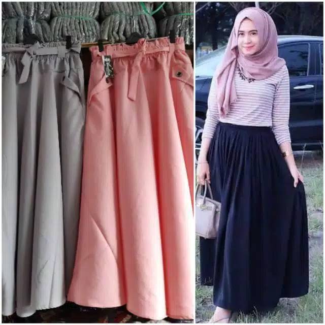 Fc_ROK MAYUNG MOSCREPE//FLARE SKIRT PREMIUM//ROK KERJA PANJANG//FASHION MUSLIMAH//ROK POLOS CANTIK