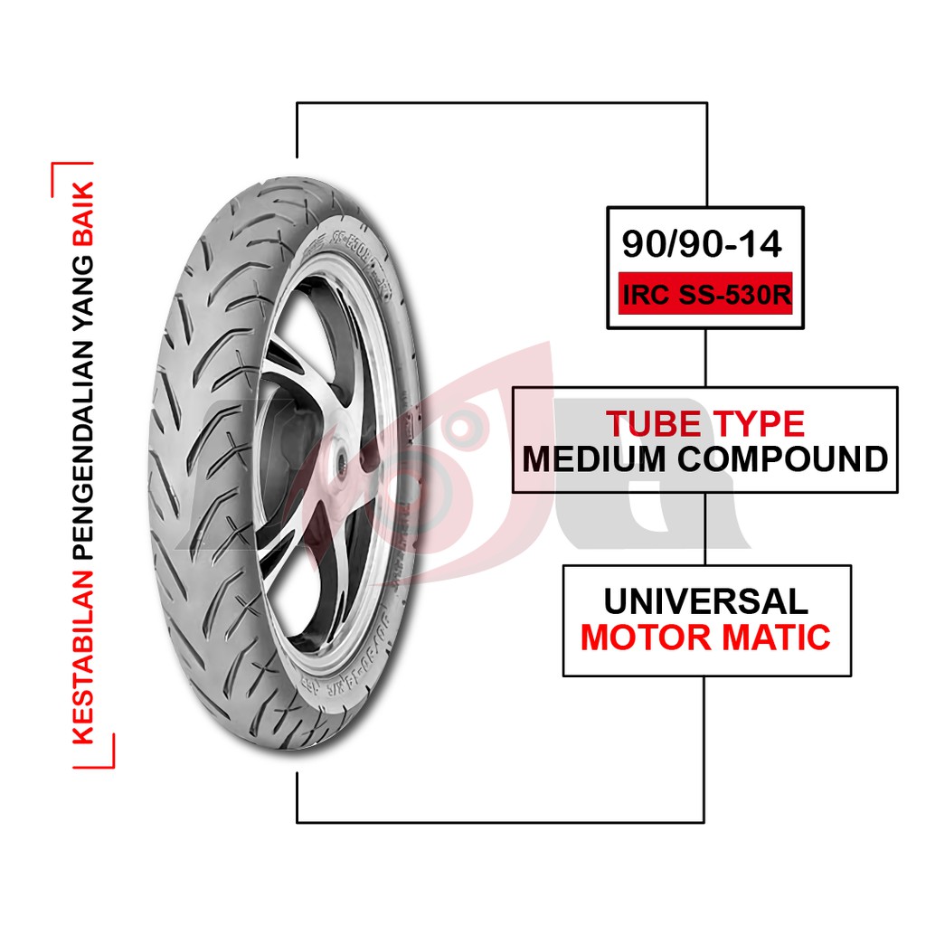 IRC 90/90-14 SS-530 Ban Motor Matic Tubetype (Pakai Ban Dalam)