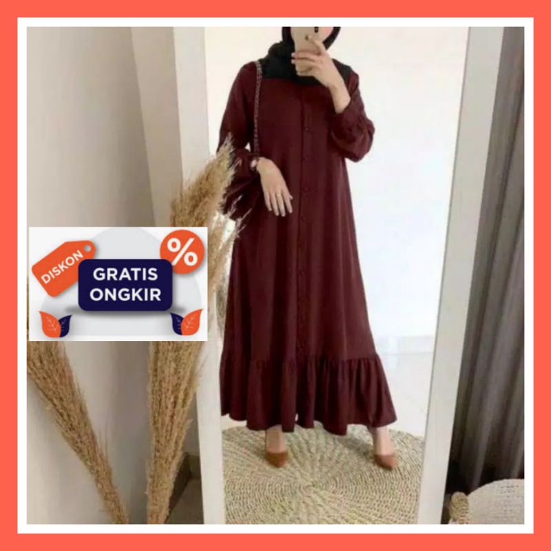 Baju pakaian gamis dress busana wanita muslim remaja model pesta premium cantik murah elegan polos t