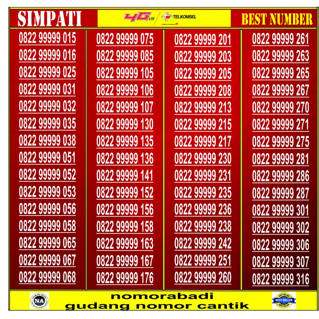 NOMOR CANTIK SIMPATI 4G 0822 9999 H750