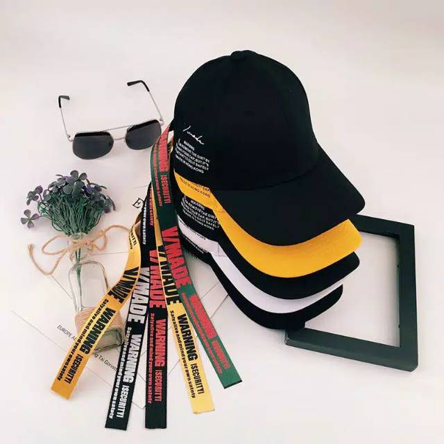 Topi Baseball Cap Tali Strap Panjang V/Made gaya Korea Kpop Bts