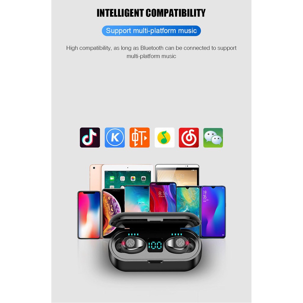 F9 Fingerprint TWS EARPHONE BLUETOOTH Earbuds Powerbank Headset Head phone-7