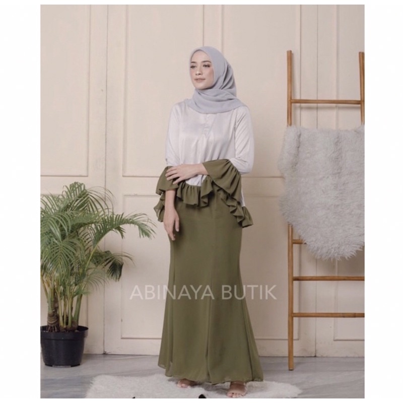 Preloved Nana Mermaid Olive by Abinaya Butik daily kurung