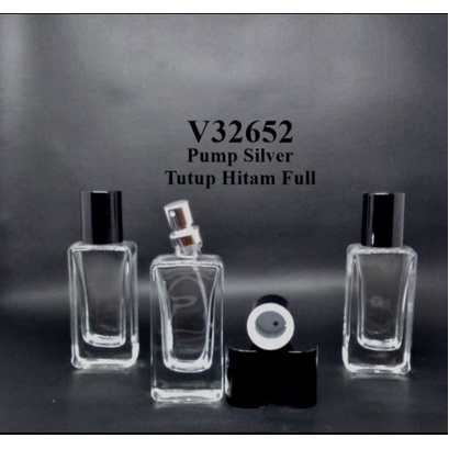 Botol Press V32652 Pump Silver Tutup FULL Warna Hitam (1 Lusin)