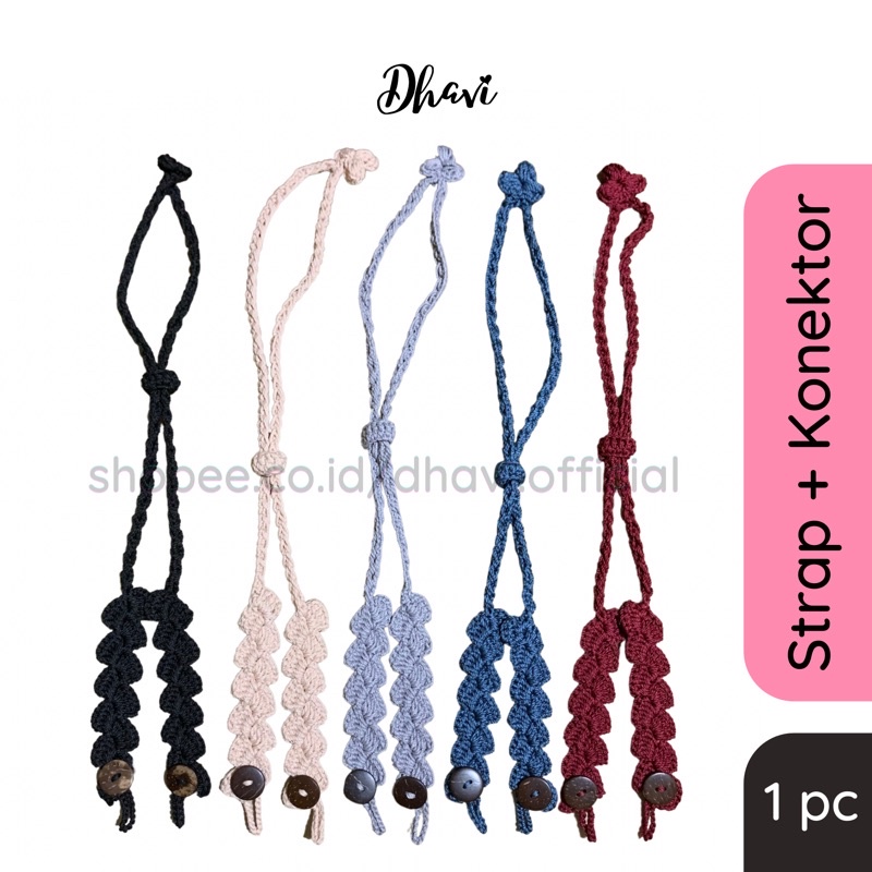 DHAVI Strap + Konektor Masker 2in1 Rajut Hijab Multifungsi