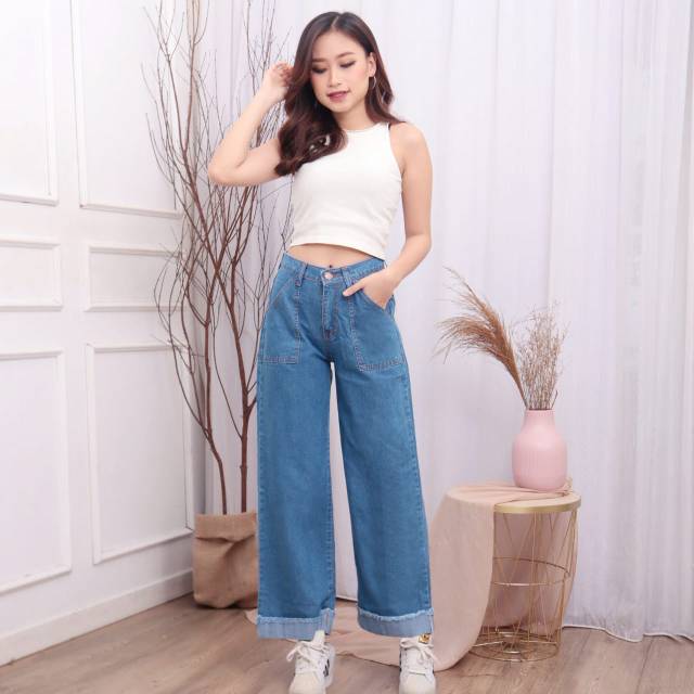 FWR - CELANA KULOT BOYFRIEND HIGHWAIST LOOSE  JEANS KHALISTA