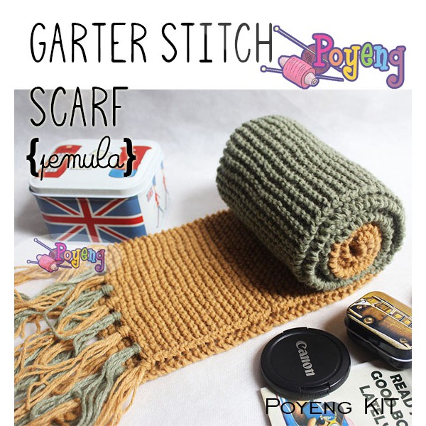 Poyeng Knitting Kit Paket Belajar Merajut Scarf untuk Pemula dengan Benang Katun dan Jarum Rajut Pak