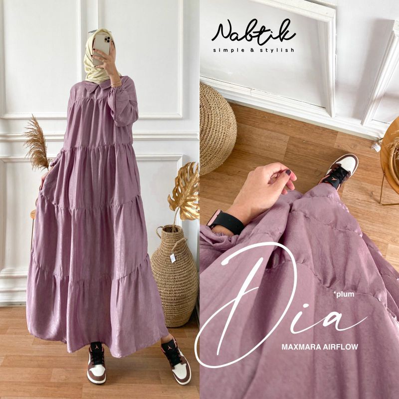 NEW DIA MIDI DRES MIDI POLOS GAMIS MUSLIM Original produk by NABTIK