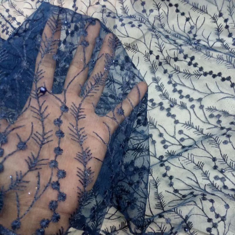 KAIN TULLE AKAR MUTIARA GLITER / BROKAT TILE / TILE AKAR