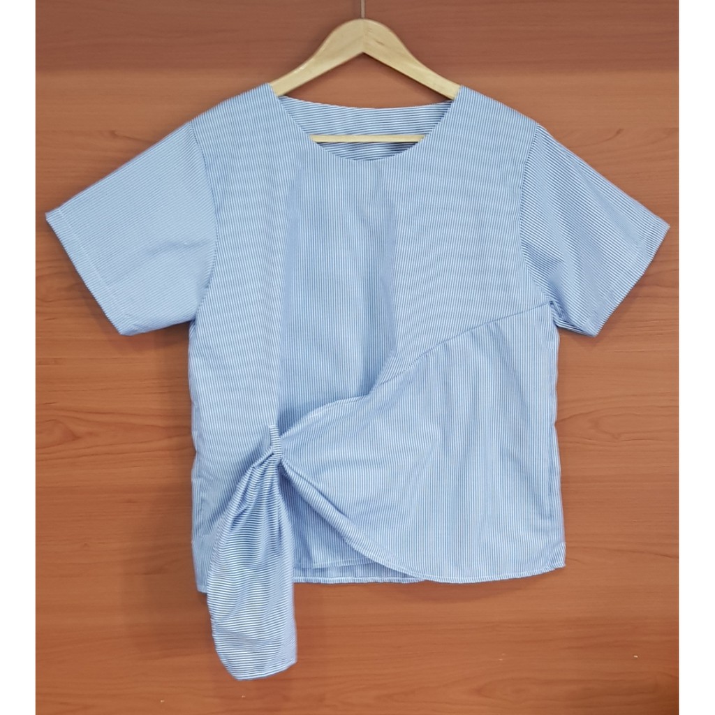 Binx Fashion Atasan Blus Jumbo / Blouse Jumbo / Atasan Wanita Jumbo 04-Strip Biru