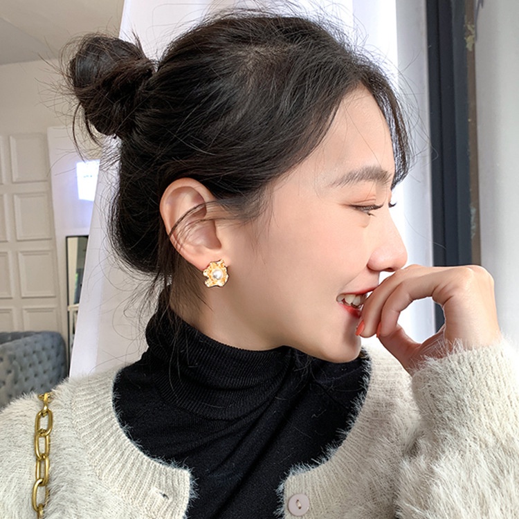 Korea anggun online influencer indah telur rebus Mutiara all-match anting-anting Super fairy gadis m