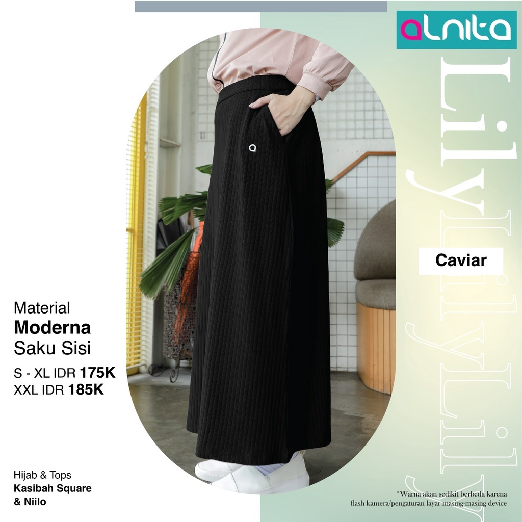 Alnita ROK Lily Bawahan Wanita Skirt Panjang Polos Casual Outfit