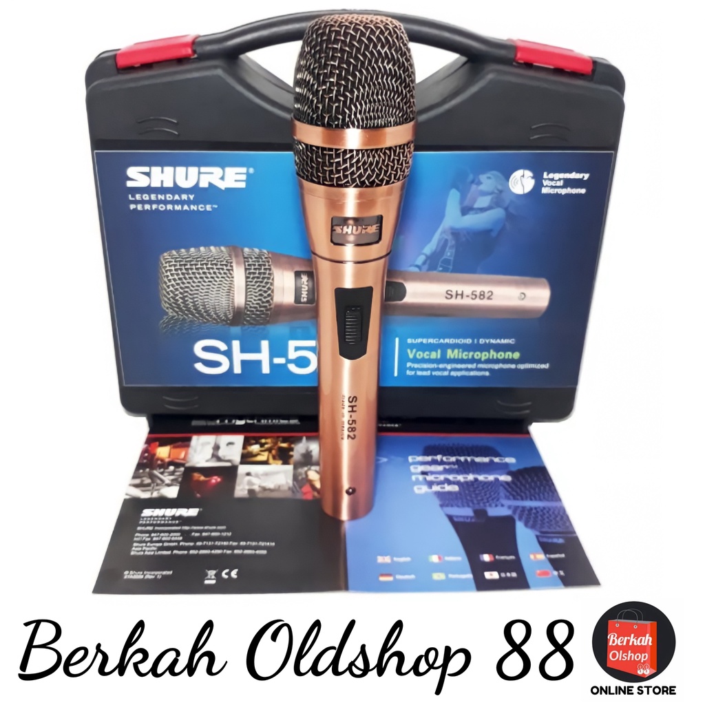 Mic Microphone Kabel SHURE SH 582 Microfon Super Body Besi Plus koper