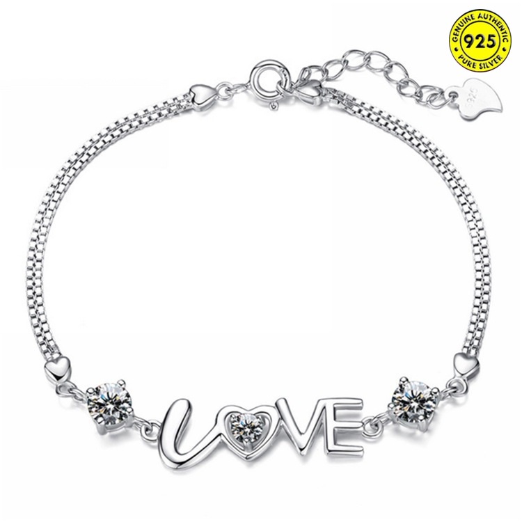 Gelang Bahan S925 Silver Gaya Retro Korea Untuk Hadiah Valentine