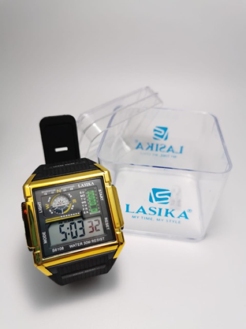 Jam tangan sporty digital pria rubber tahan air lasika