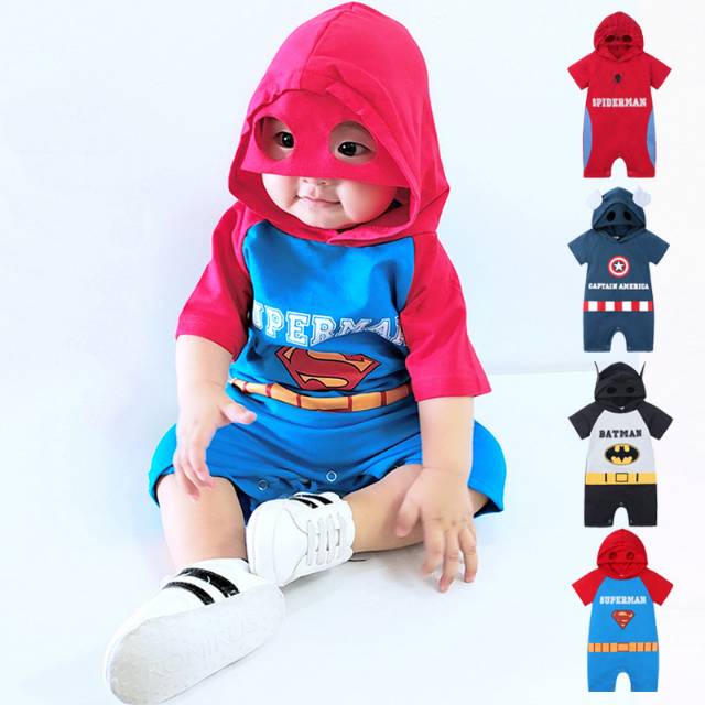 JUMPSUIT BABY / JUMPER BAYI MODEL SUPERMAN , BATMAN , SPIDERMAN, CAPTAIN AMERIKA / JUMPER BAYI