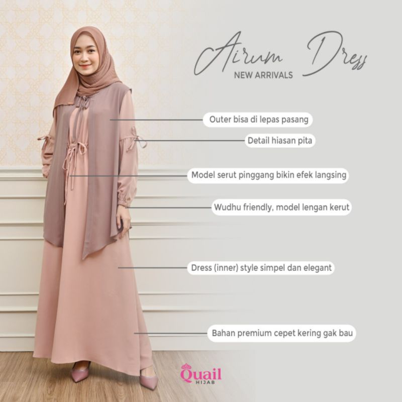 Dress Gamis Wanita Muslim Premium Original Quail Hijab AIRUM