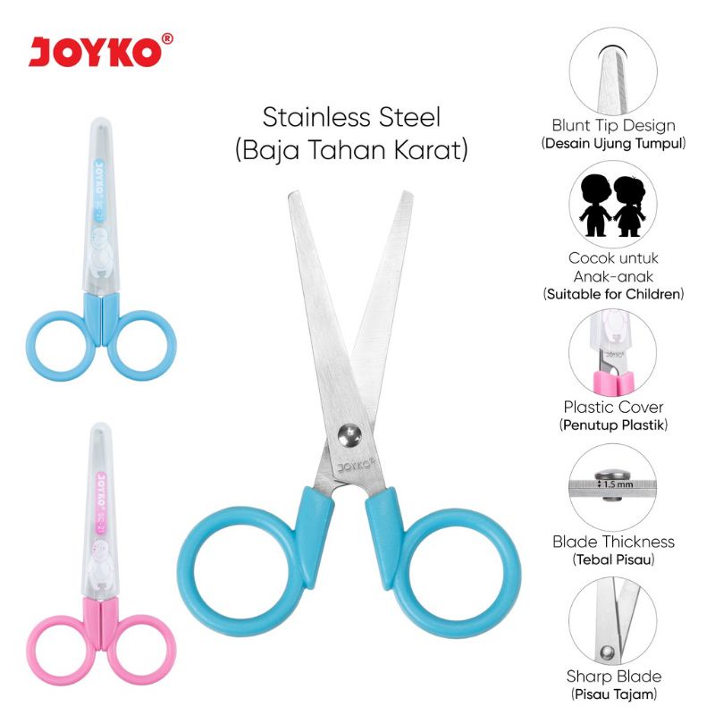 

GUNTING JOYKO SC-21 | SCISSOR JOYKO | GUNTING ANAK JOYKO PEGANGAN BULAT