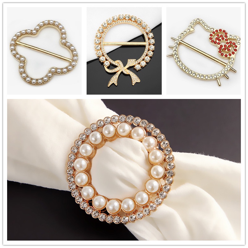Ringcincin Scarfsyal Sutra Aksen Berlian Imitasi Untuk Wanita M40302