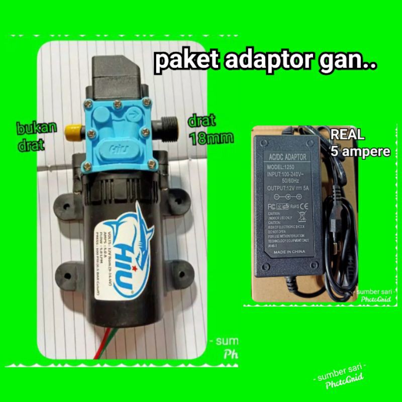 pompa air hiu outputnya drat paket adaptor real 5 A